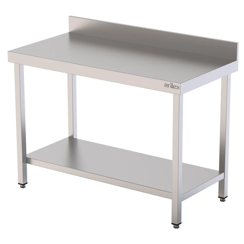 mobiliario-contract-mesa mural acero inoxidable aisi 304 con estante 2000x600x850 mm